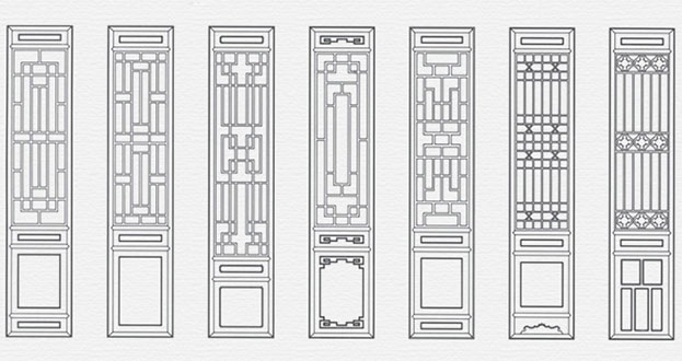 泽库常用中式仿古花窗图案隔断设计图